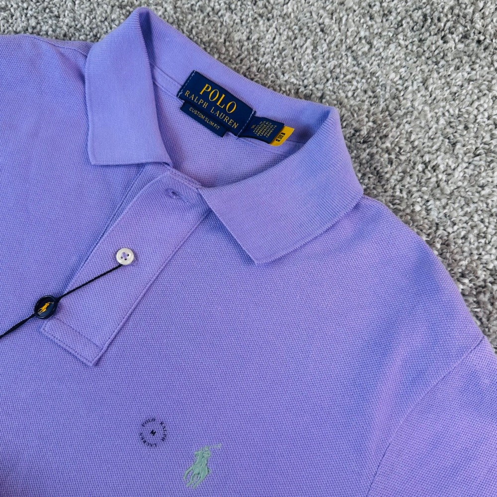 Polo Ralph Lauren Polo Shirt Mens M Purple Custom Slim Fit Short Sleeve Cotton